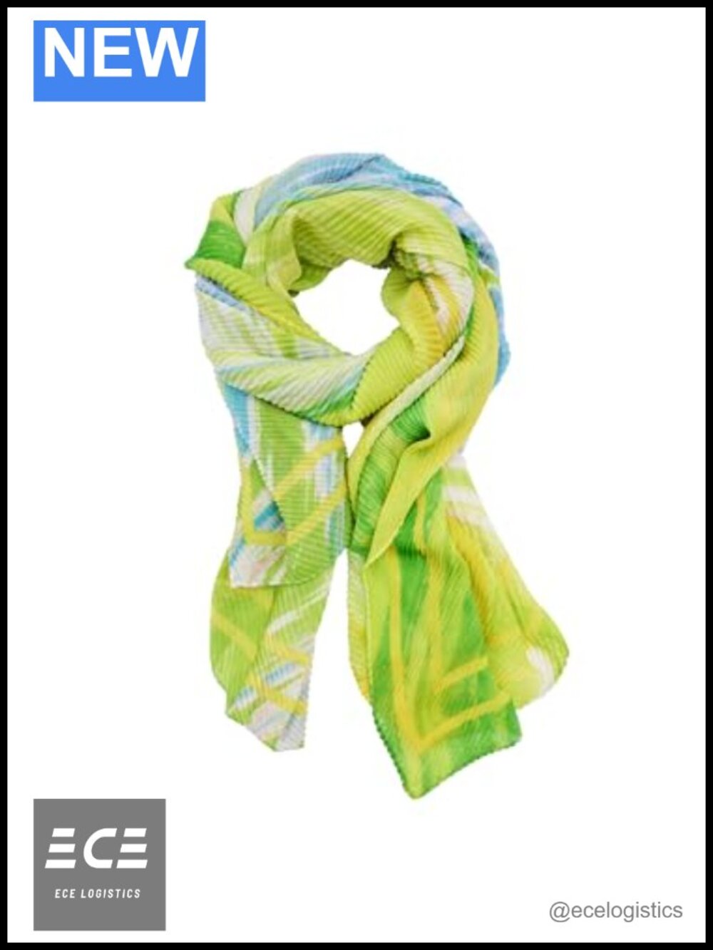 Women's Pleated Recycled Polyester Rectangle Scarf Abstract Arty Print